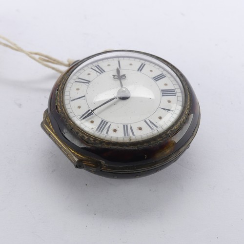 106 - A George III tortoiseshell cased Pocket Watch, the white enamel dial with Roman Numerals, verge fuse... 