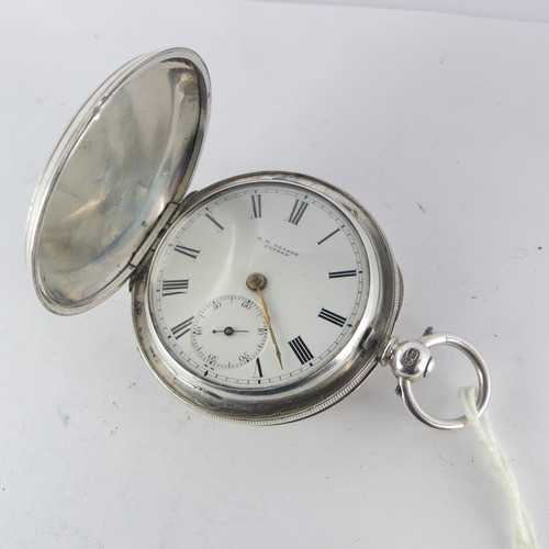 113 - A Victorian J. W. Benson silver hunter cased Pocket Watch, signed white enamel dial with Roman numer... 