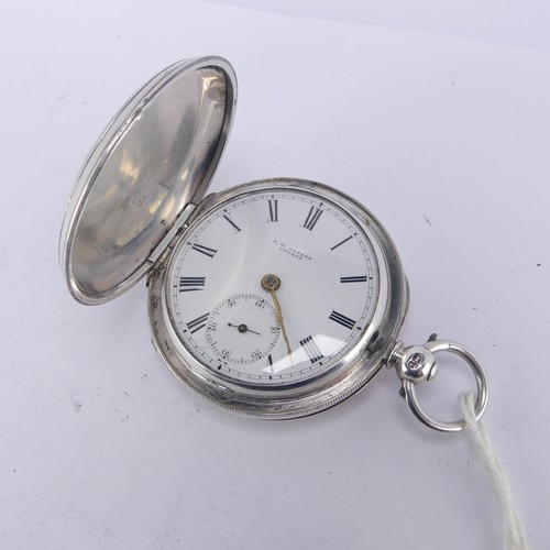 113 - A Victorian J. W. Benson silver hunter cased Pocket Watch, signed white enamel dial with Roman numer... 