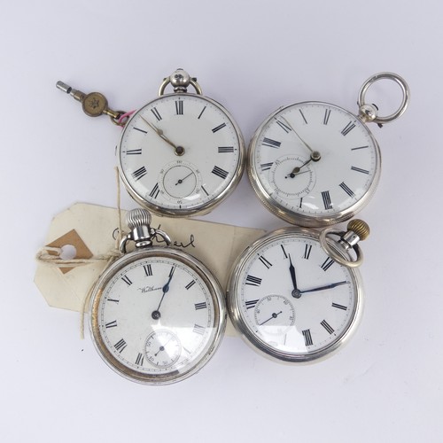 121 - An early 20thC silver Waltham open face Pocket Watch, the signed white enamel dial with Roman numera... 