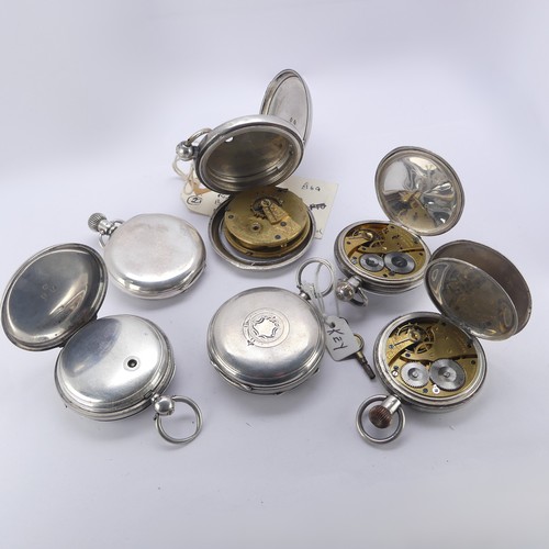 125 - Six early 20thC silver Waltham open face Pocket Watches, as found (6)