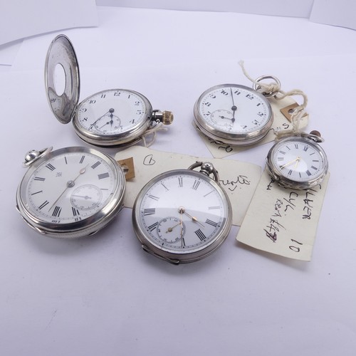 128 - A late Victorian silver open face Pocket Watch, the white enamel dial with Roman numerals and subsid... 