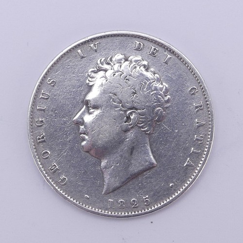 325 - A George IV Half Crown, dated 1825, better grade, together with two George V florins, dated 1916 and... 