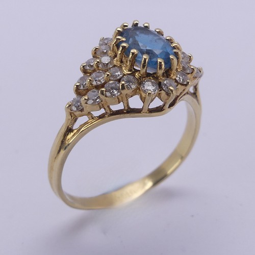 153 - A facetted blue stone and diamond dress Ring, approx. total diamond weight 0.5ct, all mounted in 18c... 