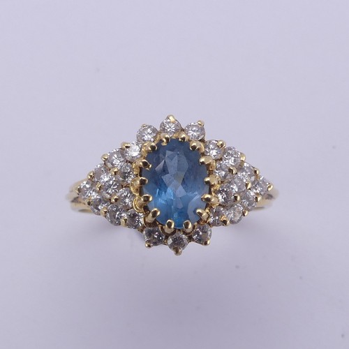 153 - A facetted blue stone and diamond dress Ring, approx. total diamond weight 0.5ct, all mounted in 18c... 