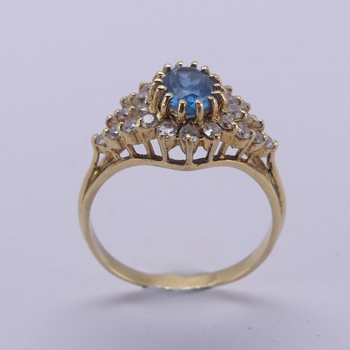 153 - A facetted blue stone and diamond dress Ring, approx. total diamond weight 0.5ct, all mounted in 18c... 