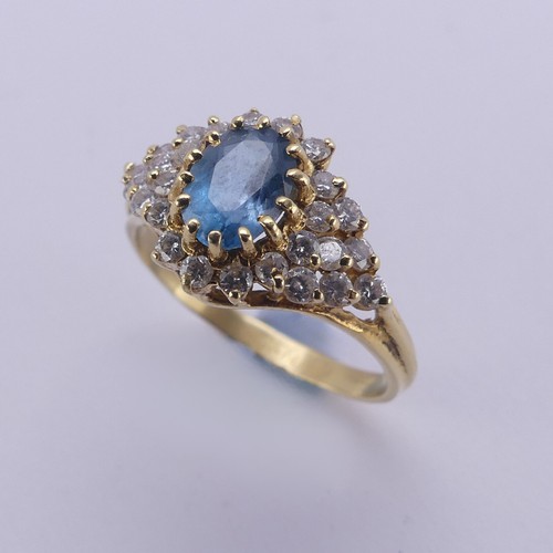 153 - A facetted blue stone and diamond dress Ring, approx. total diamond weight 0.5ct, all mounted in 18c... 