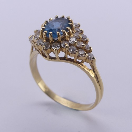 153 - A facetted blue stone and diamond dress Ring, approx. total diamond weight 0.5ct, all mounted in 18c... 