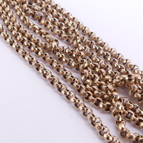 190 - An antique 9ct gold guard Chain, formed of facetted circular links, the clip marked 'Gold' and one l... 