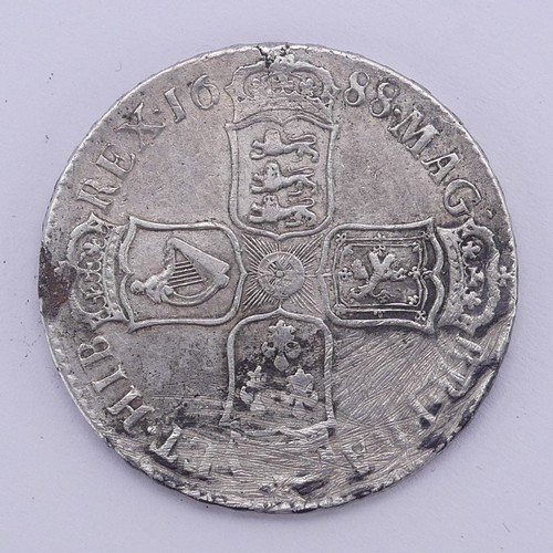 304 - A James II silver Half Crown, dated 1688, second bust, QVARTO edge, s.3409.