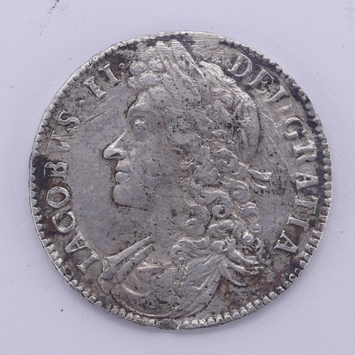 304 - A James II silver Half Crown, dated 1688, second bust, QVARTO edge, s.3409.