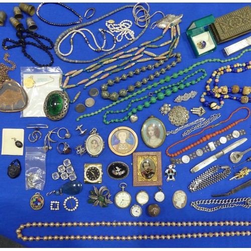 248 - A quantity of vintage Costume Jewellery and Silver Plate, including necklaces, brooches, earrings, f... 