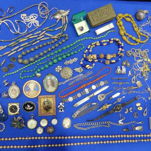 248 - A quantity of vintage Costume Jewellery and Silver Plate, including necklaces, brooches, earrings, f... 