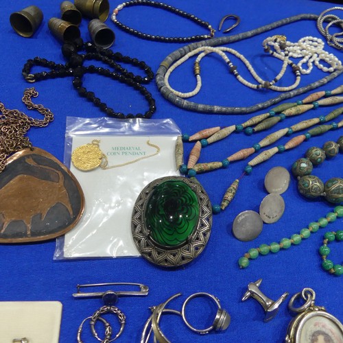 248 - A quantity of vintage Costume Jewellery and Silver Plate, including necklaces, brooches, earrings, f... 