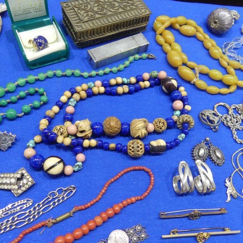 248 - A quantity of vintage Costume Jewellery and Silver Plate, including necklaces, brooches, earrings, f... 