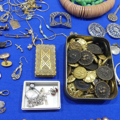 248 - A quantity of vintage Costume Jewellery and Silver Plate, including necklaces, brooches, earrings, f... 