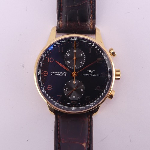 76 - An IWC Schaffhausen 18ct yellow gold automatic chronograph Wristwatch, ref. 3714 model 'Portugieser'... 