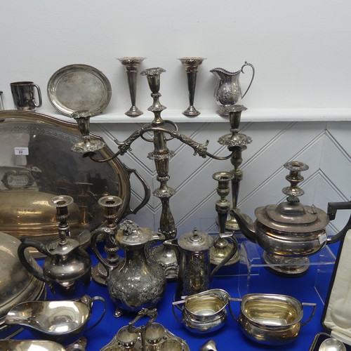 22 - A quantity of Silver Plate, including a large two handled oval tray, with presentation inscription, ... 