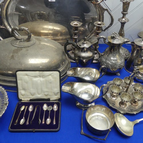 22 - A quantity of Silver Plate, including a large two handled oval tray, with presentation inscription, ... 