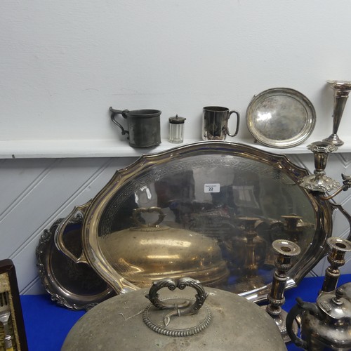 22 - A quantity of Silver Plate, including a large two handled oval tray, with presentation inscription, ... 