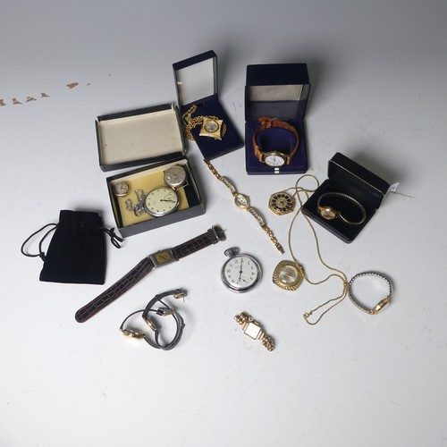 100A - A vintage Longines Pocket Watch, with subsidiary seconds, together with a vintage 9ct ladies Everite... 