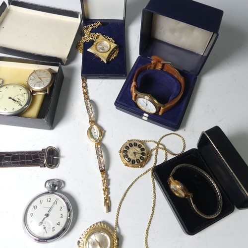 100A - A vintage Longines Pocket Watch, with subsidiary seconds, together with a vintage 9ct ladies Everite... 