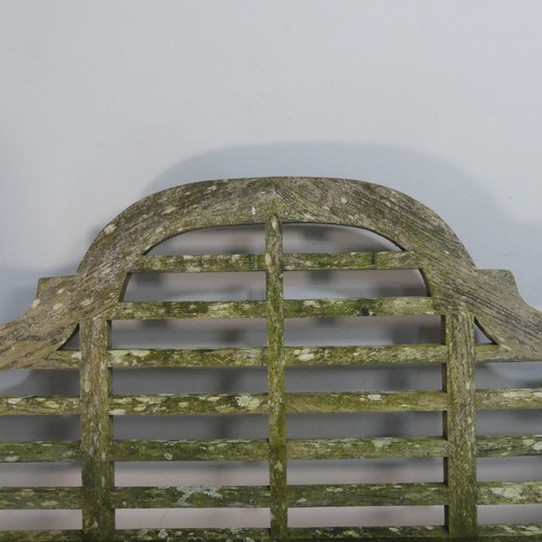 544 - A 20th century weathered teak Lutyens style garden Bench, W 168 cm x H 104.5 cm x D 57 cm.... 