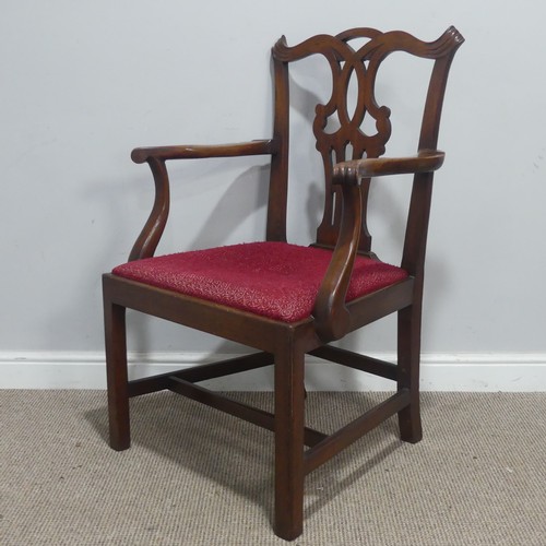 674 - A Georgian mahogany carved Armchair, W 68 cm x H 97 cm x D 56.5 cm.