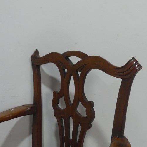 674 - A Georgian mahogany carved Armchair, W 68 cm x H 97 cm x D 56.5 cm.