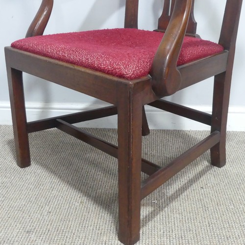 674 - A Georgian mahogany carved Armchair, W 68 cm x H 97 cm x D 56.5 cm.