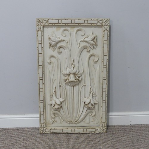 567 - An Art Nouveau inspired 3-D resin Panel, decorated with stylised foliage, W 51.5 cm x H 87.5 cm.... 