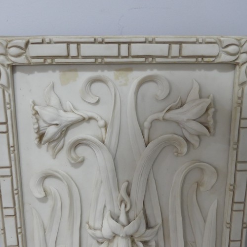 567 - An Art Nouveau inspired 3-D resin Panel, decorated with stylised foliage, W 51.5 cm x H 87.5 cm.... 