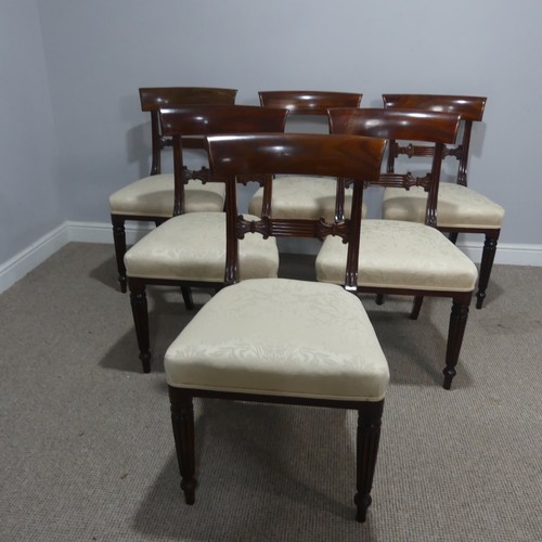 635 - A set of six 19th century Regency style mahogany bar-back dining Chairs, each with a carved centre-r... 