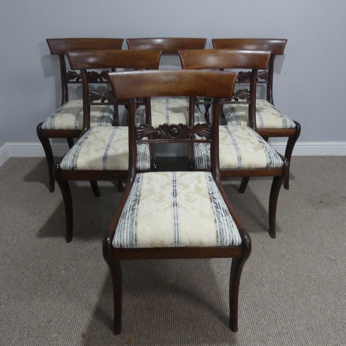 634 - A set of six 19th century mahogany bar-back dining Chairs, with one carver, W 51 cm x H 87 cm x D 55... 