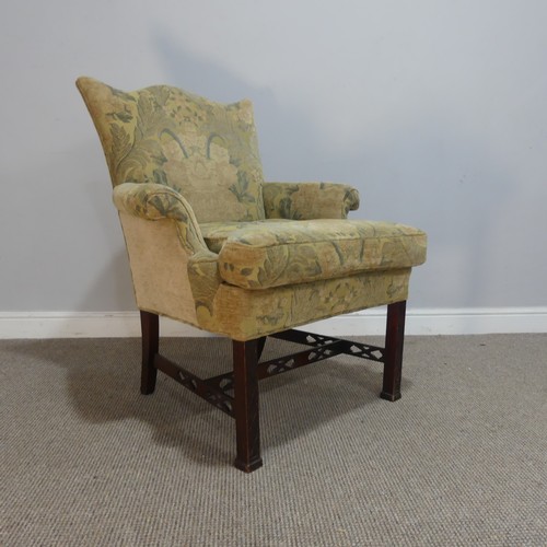 589 - A George III style mahogany framed upholstered Armchair, of small proportions, the serpentine top ab... 