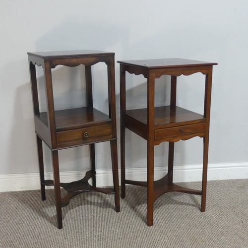 575 - A near pair of 19th century mahogany Washstands, both with square tops over a moulded frieze, above ... 