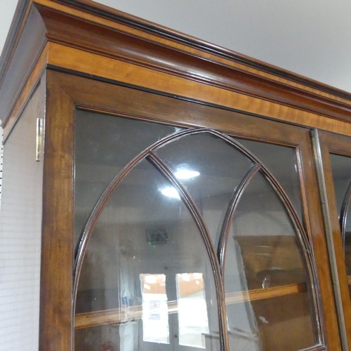 572 - A George III mahogany secretaire Bookcase, the upper section with moulded cornice over arched astrag... 