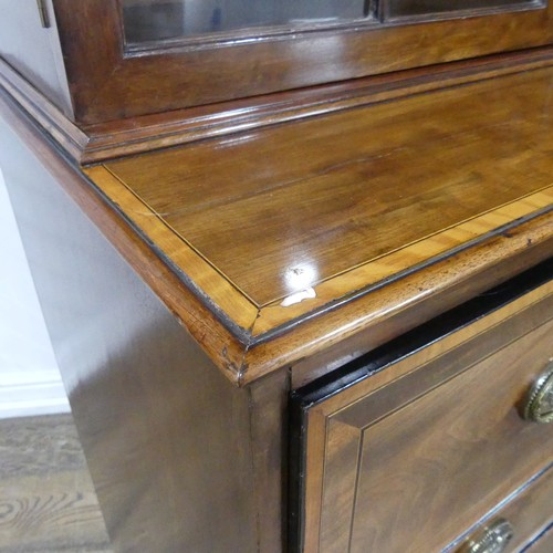 572 - A George III mahogany secretaire Bookcase, the upper section with moulded cornice over arched astrag... 