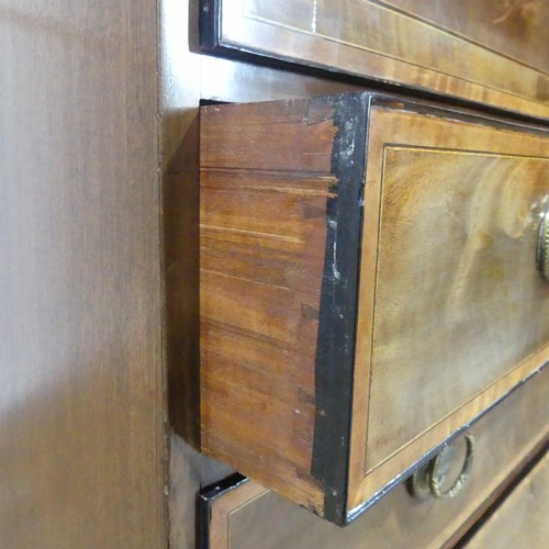 572 - A George III mahogany secretaire Bookcase, the upper section with moulded cornice over arched astrag... 