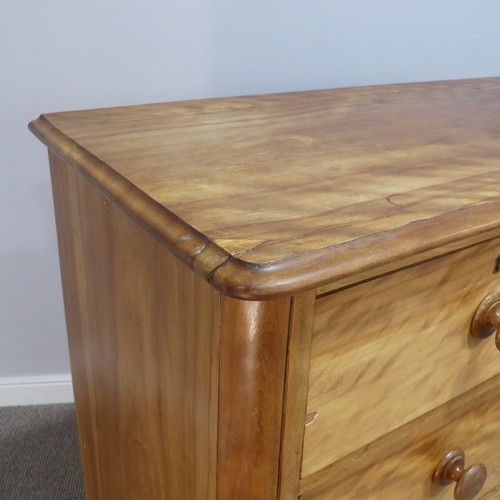 638 - A Victorian mahogany Chest of drawers, raised on squashed bun feet, W 112 cm x H 112 cm x D 51 cm, n... 