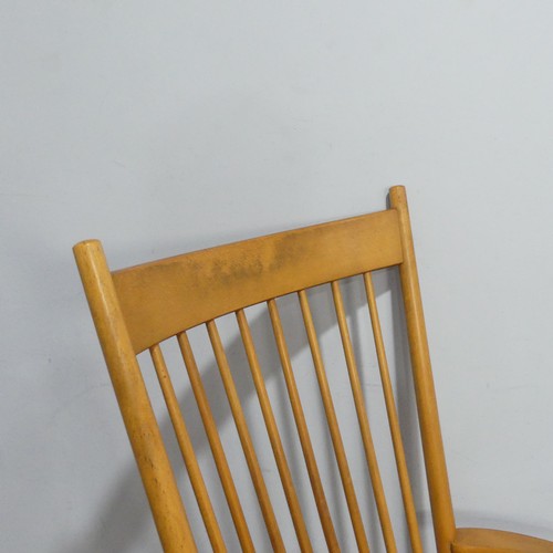 652 - Hans Wegner (Danish, 1914 - 2007) for FDB Mobler, a model No. J.16 beech rocking Chair, with a twine... 