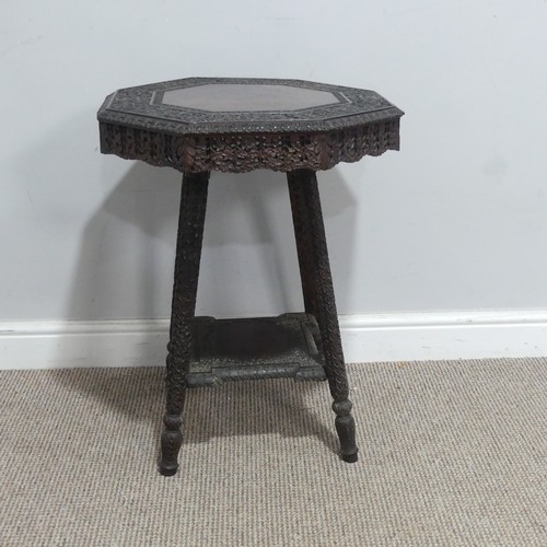 644 - An Anglo-Indian heavily carved occasional Table, W 50 cm x H 63 cm x D 50 cm, together with a simila... 