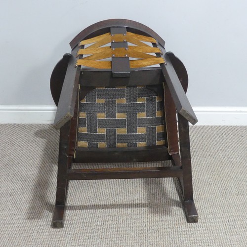 588 - A Glasgow School of Arts and Crafts oak and leather Armchair, the design in the style of George Walt... 