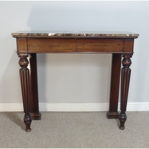 569 - A William the IV mahogany console/side Table, with later marble top, stamped ''T. Wilson, 68 Great Q... 