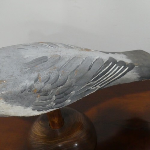 661 - A carved and polychrome painted wooden pigeon Decoy, probably by Harry Boddy, circa 1935, hollow bod... 