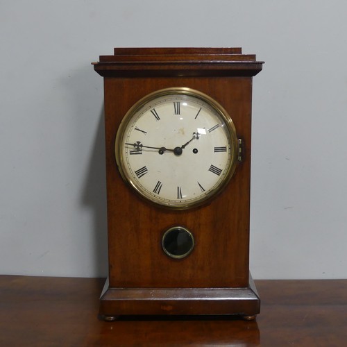 679 - A 20th century mahogany cased mantel Clock, the white dial with roman numerals encased by convex gla... 