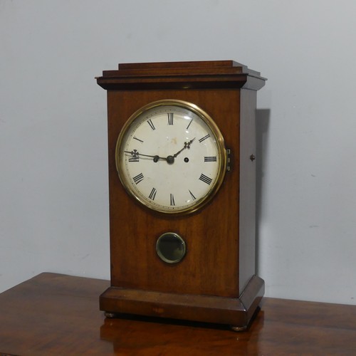 679 - A 20th century mahogany cased mantel Clock, the white dial with roman numerals encased by convex gla... 