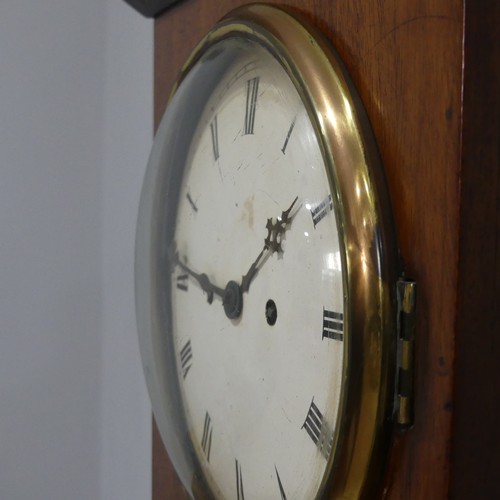 679 - A 20th century mahogany cased mantel Clock, the white dial with roman numerals encased by convex gla... 