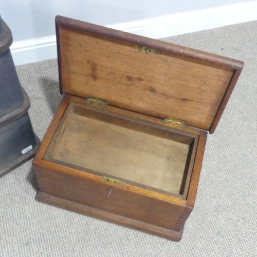 554 - A 19th century miniature oak Chest/Trunk, W 49.5 cm x H 29 cm x D 28 cm, together with a vintage blu... 