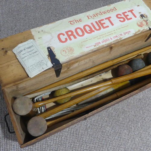 693 - A Jacques London boxed croquet Set, circa 1938, with original rule book, W 101 cm x H 26 cm x D 24 c... 